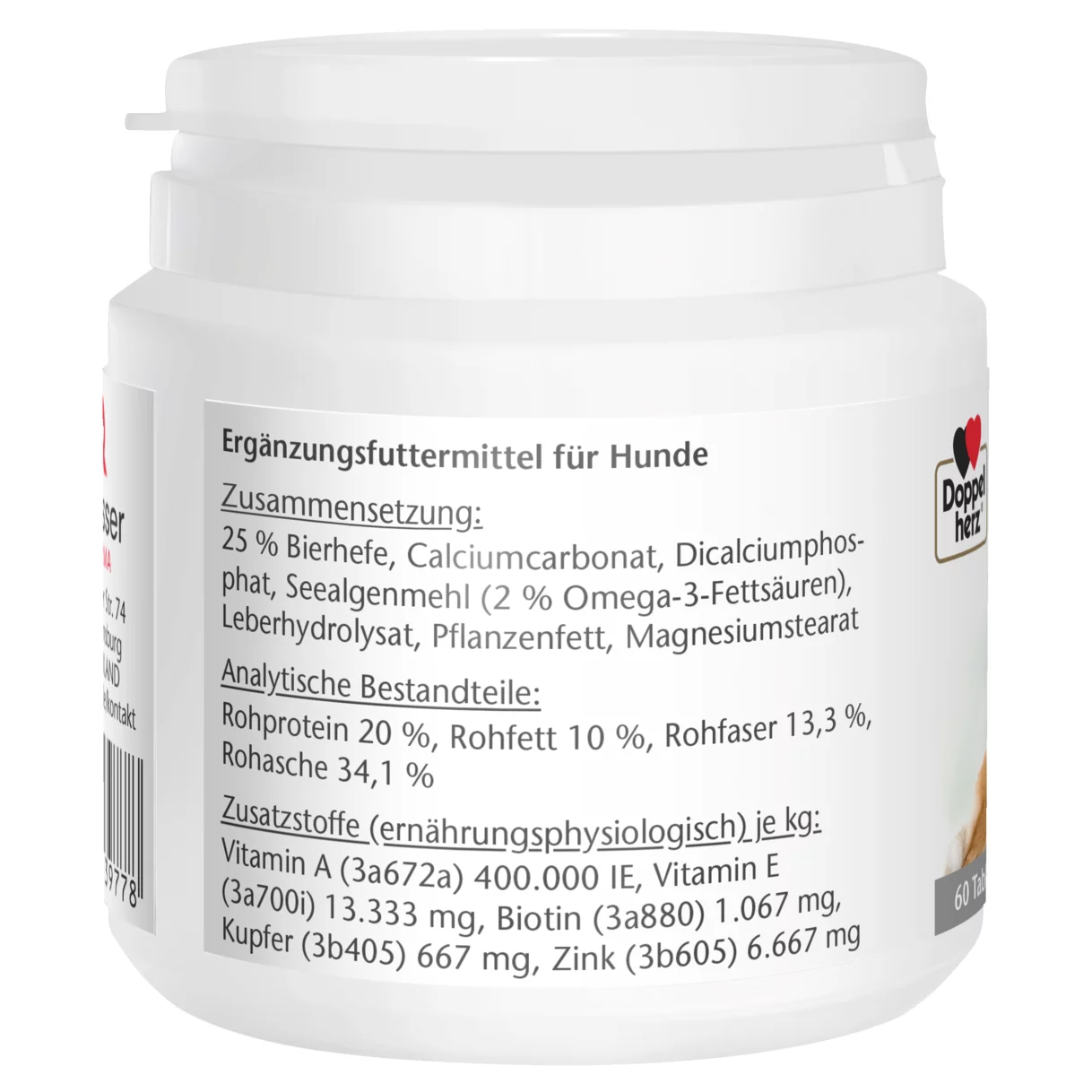 Doppelherz für Tiere Biotin Plus für Hunde Seitenansicht links
